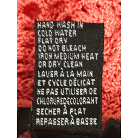 J A C Womens Top Size XS Knit Coral 3/4 Sleeve Top With Crochet Neckline - Picture 13 of 14